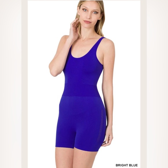 Zenana Sports Romper Size L/XL Bright Blue - Picture 2 of 4